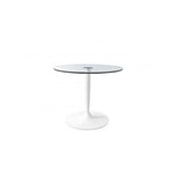 PLANET CS4005-FD ROUND DINING TABLE BY CONNUBIA, TOP: TEMPERED GLASS, COLUMN/FLOOR: MATT OPTIC WHITE, ,  | CASA DI LUCE LIGHTING