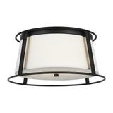 Cortes Flushmount — 13 1/2", Etched White, Midnight Black