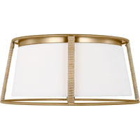 Cortes Flushmount — 13 1/2", White Linen, Satin Brass