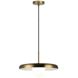 Creston Pendant Light Aged Gold Brass White Interior Large By Matteo