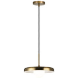 Creston Pendant Light Aged Gold Brass White Interior Medium By Matteo