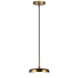 Creston Pendant Light Aged Gold Brass White Interior Small By Matteo