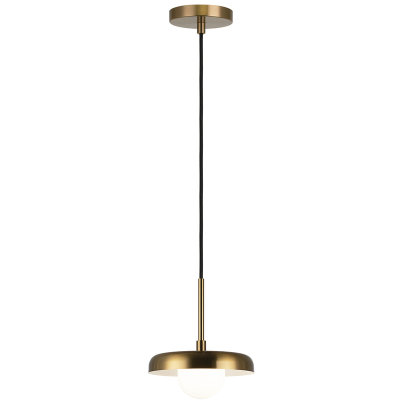 Creston Pendant Light Aged Gold Brass White Interior Small By Matteo