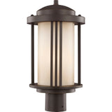 Crowell Post Lantern — Antique Bronze with Creme Parchment Glass