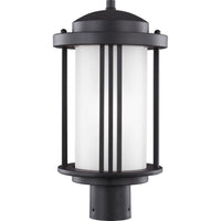 Crowell Post Lantern — Black with Satin Etched Glass
