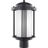 Crowell Post Lantern — Black with Satin Etched Glass