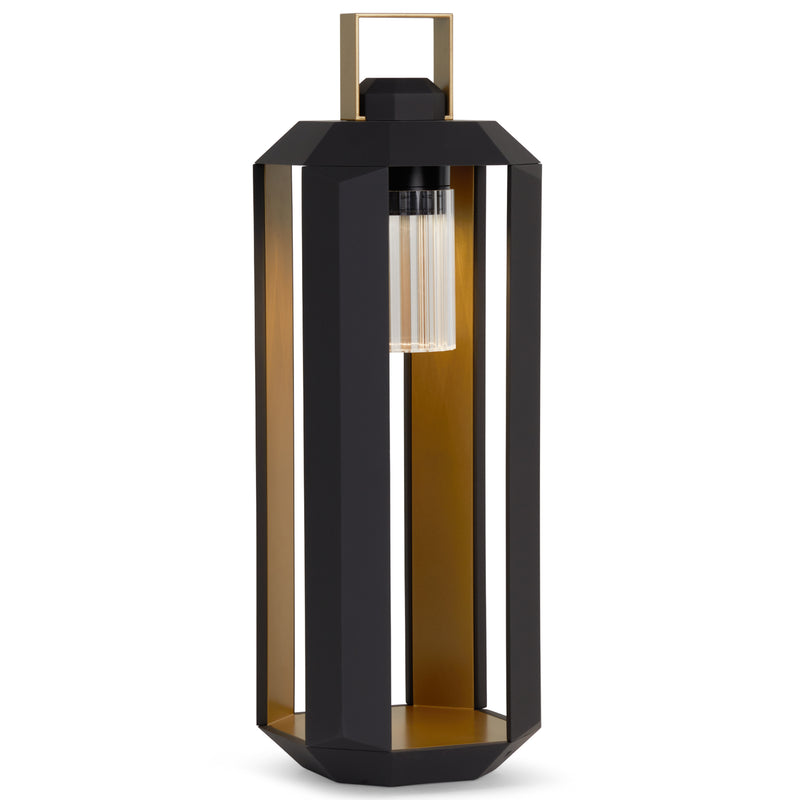 Cube Outdoor Portable Lamp Small Dark Bronze Satin Gold Lacquered By Contardi
