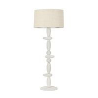Cullen Floor Lamp by Troy Lighting in Vintage Gold Leaf with Ceramic Gypsum Clay, stacked-pebble ceramic body with natural linen shade
