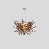 Cura Pendant Light by Cerno in raw walnut with white canopy - alternate angle