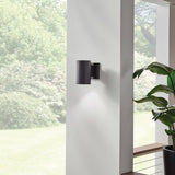 Cylinder Outdoor Wall Light Small Black By Kichler - Lifestyle View