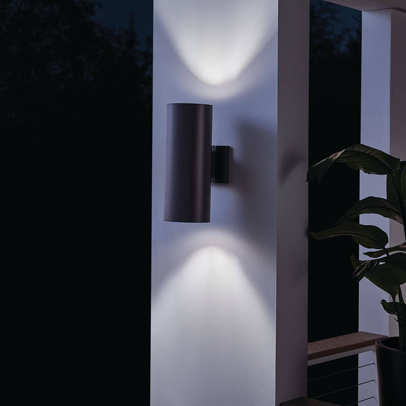 Cylinder Outdoor Wall Light Large Architectural Bronze By Kichler - Lifestyle View2