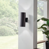 Cylinder Outdoor Wall Light Large Black By Kichler - Lifestyle View