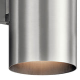 Cylinder Outdoor Wall Light Large Brushed Aluminium By Kichler - Detailed View