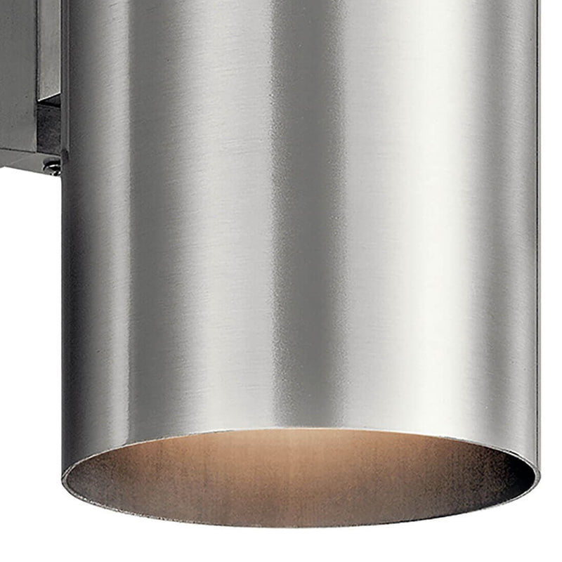 Cylinder Outdoor Wall Light Large Brushed Aluminium By Kichler - Detailed View