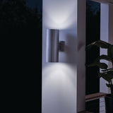 Cylinder Outdoor Wall Light Large Brushed Aluminium By Kichler - Lifestyle View1