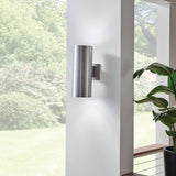 Cylinder Outdoor Wall Light Large Brushed Aluminium By Kichler - Lifestyle View