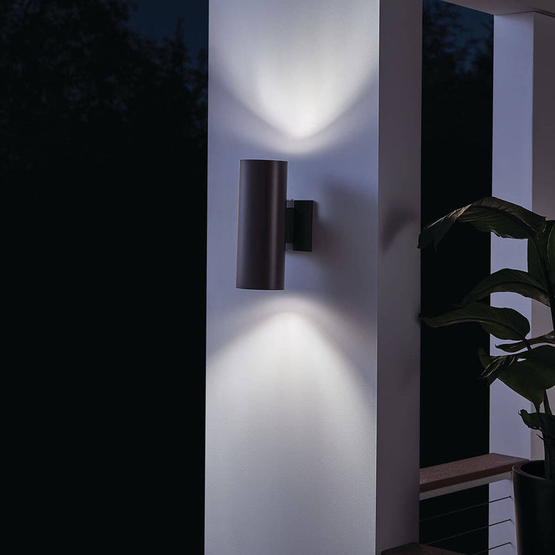 Cylinder Outdoor Wall Light Medium Architectural Bronze By Kichler - Lifestyle View1