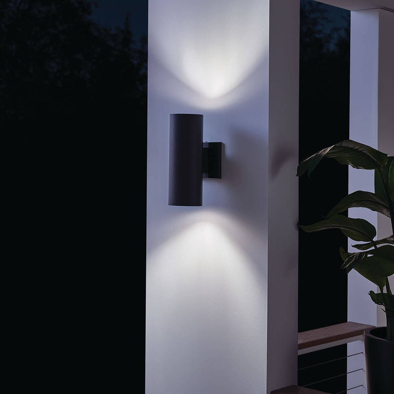 Cylinder Outdoor Wall Light Medium Black By Kichler - Lifestyle View1