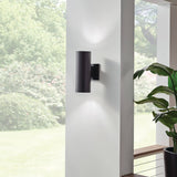 Cylinder Outdoor Wall Light Medium Black By Kichler - Lifestyle View
