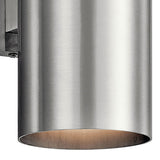 Cylinder Outdoor Wall Light Medium Brushed Aluminium By Kichler - Detailed View