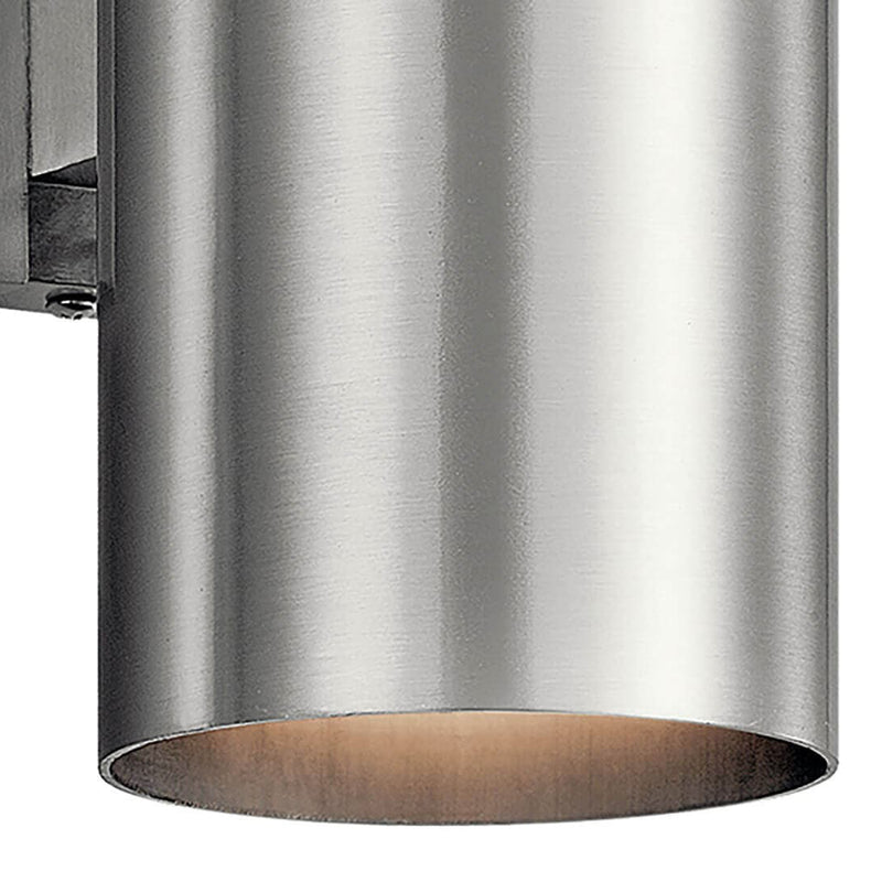 Cylinder Outdoor Wall Light Medium Brushed Aluminium By Kichler - Detailed View