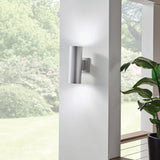 Cylinder Outdoor Wall Light Medium Brushed Aluminium By Kichler - Lifestyle View