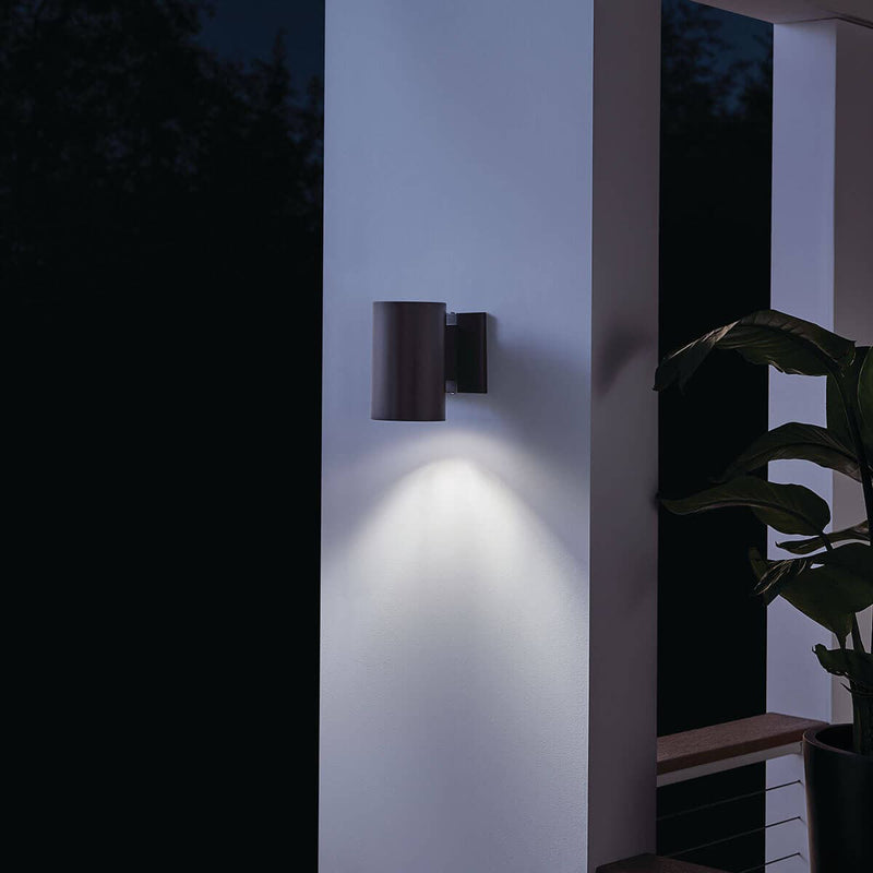 Cylinder Outdoor Wall Light Small Architectural Bronze By Kichler - Lifestye View1