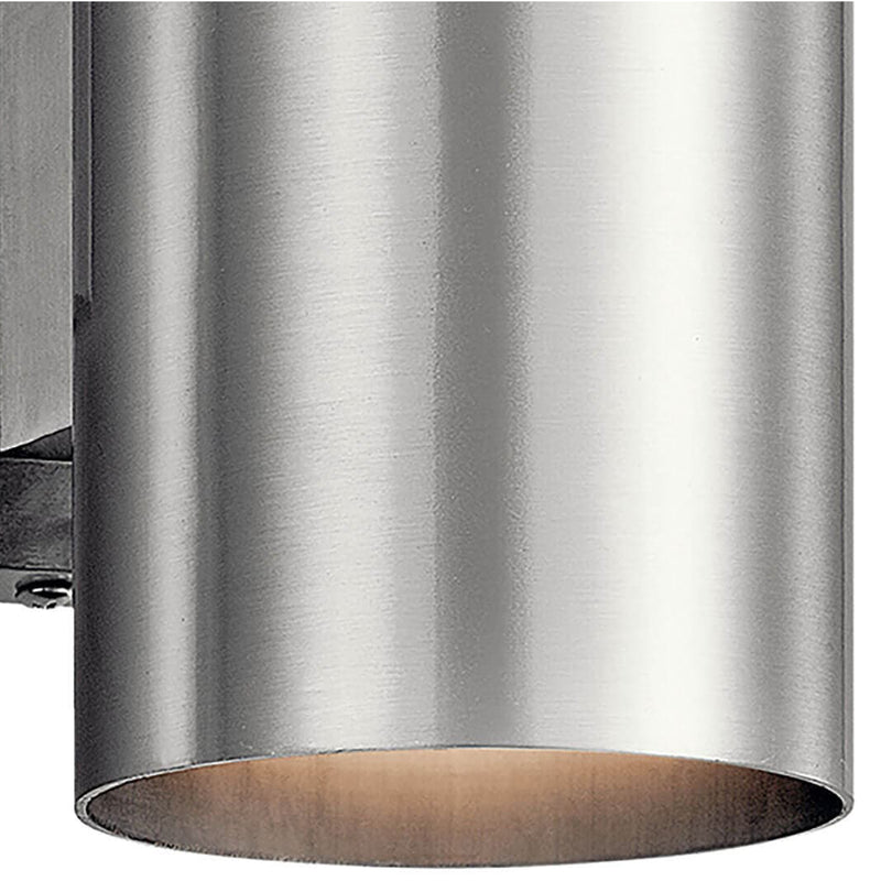 Cylinder Outdoor Wall Light Small Brushed Aluminium By Kichler - Detailed View