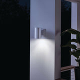 Cylinder Outdoor Wall Light Small Brushed Aluminium By Kichler - Lifestyle View1