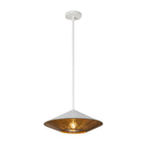 Dafne Pendant Light White Braided Rope Medium By Alora Front View