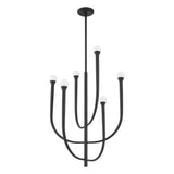 Dahlia 23-inch 6-light Textured Black Chandelier with Opal Glass Shades