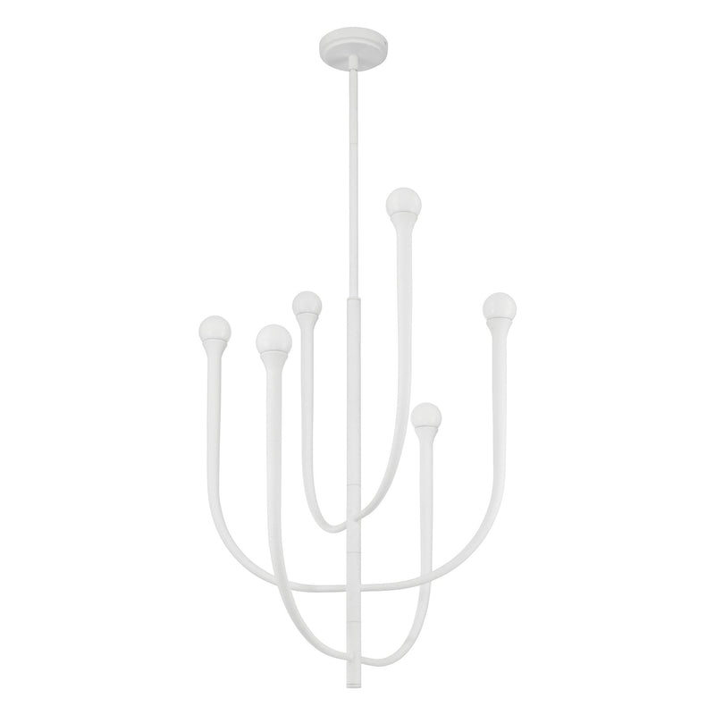 Dahlia 23-inch 6-light Textured White Chandelier with Opal Glass Shades