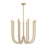 Dahlia 28-inch 8-light Brass Chandelier with Opal Glass Shades