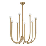 Dahlia 28-inch 8-light Brass Chandelier with Opal Glass Shades