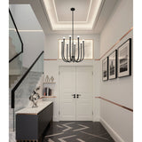 Dahlia 28-inch 8-light Textured Black Chandelier with Opal Glass Shades