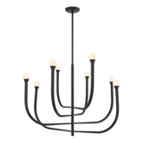 Dahlia 36-inch 8-light Textured Black Chandelier with Opal Glass Shades