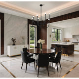 Dahlia 36-inch 8-light Textured Black Chandelier with Opal Glass Shades