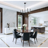 Dahlia 36-inch 8-light Textured Black Chandelier with Opal Glass Shades