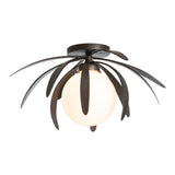 Dahlia Globe Semi-Flush Mount, shown in Dark Smoke, Opal Glass, by Hubbardton Forge