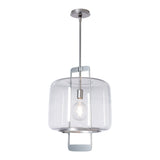 Dane Lantern Pendant, shown in Sterling, Clear Glass, by Hubbardton Forge