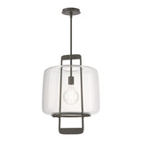 Dane Lantern Pendant in Dark Smoke, Clear Glass by Hubbardton Forge
