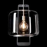Dane Lantern Pendant detail in Sterling, Clear Glass, by Hubbardton Forge