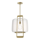Dane Lantern Pendant in Modern Brass, Clear Glass by Hubbardton Forge