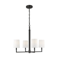 Danica Chandelier — 27", White Linen, Aged Iron