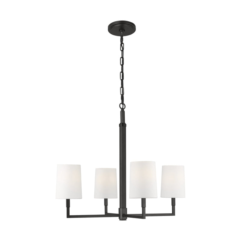 Danica Chandelier — 27", White Linen, Aged Iron
