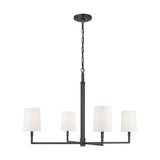 Danica Chandelier — 36", White Linen, Aged Iron