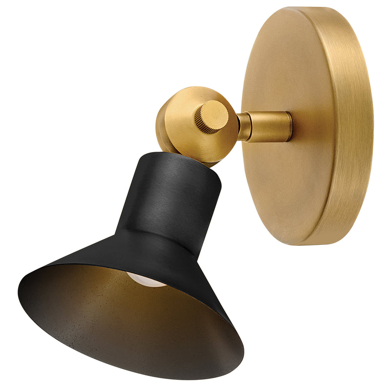 Dom Adjustable Wall Sconce Heritage Brass Black Accents By Hinkley