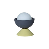 Don Ceramic Table Lamp by Geo Contemporary with a Graphite ceramic dome on a Citrus Green ceramic base and a white glass globe