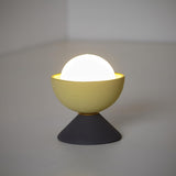 Don Ceramic Table Lamp by Geo Contemporary in Yellow and Graphite, lit