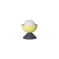 Don Ceramic Table Lamp by Geo Contemporary with a Yellow ceramic dome on a Graphite ceramic base and a white glass globe